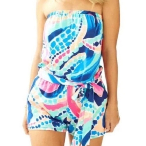 Lilly Pulitzer Ritz Romper Ocean Jewels Strapless Size XXSmall - Picture 1 of 7